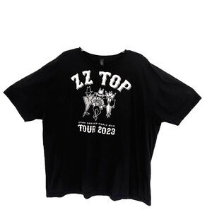 ZZ Top Tour 2023 T Shirt Mens 3XL Black Band Tee Graphic Concert Rock Gildan